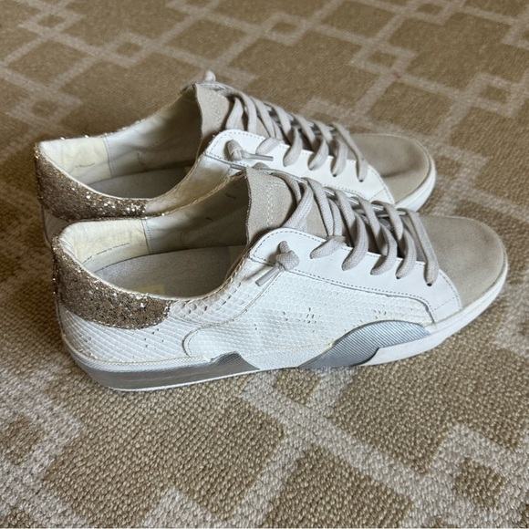 New Dolce Vita White Leather Glitter Sneakers Low Top Lace Up Streetwear 9.5 - Picture 15 of 16